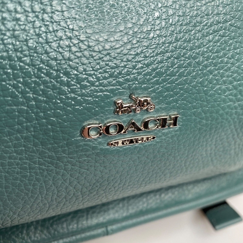 COACH Backpack Dark Turquoise Pebble Leather Silver Hardware (29004) EUC - Picture 3 of 16